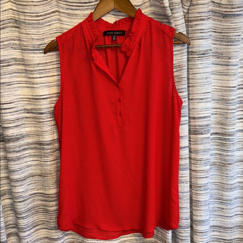 Jasmine & Juliana Red Polka Dot Sleeveless Blouse Size XL